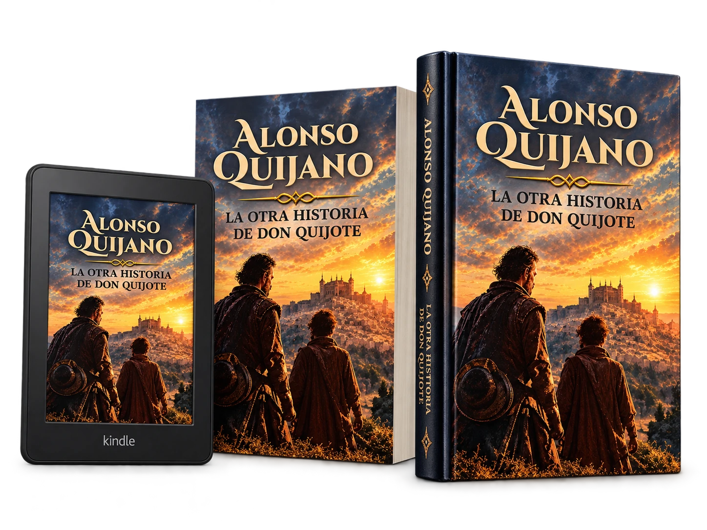 Alonso Quijano en Kindle, tapa blanda y tapa dura