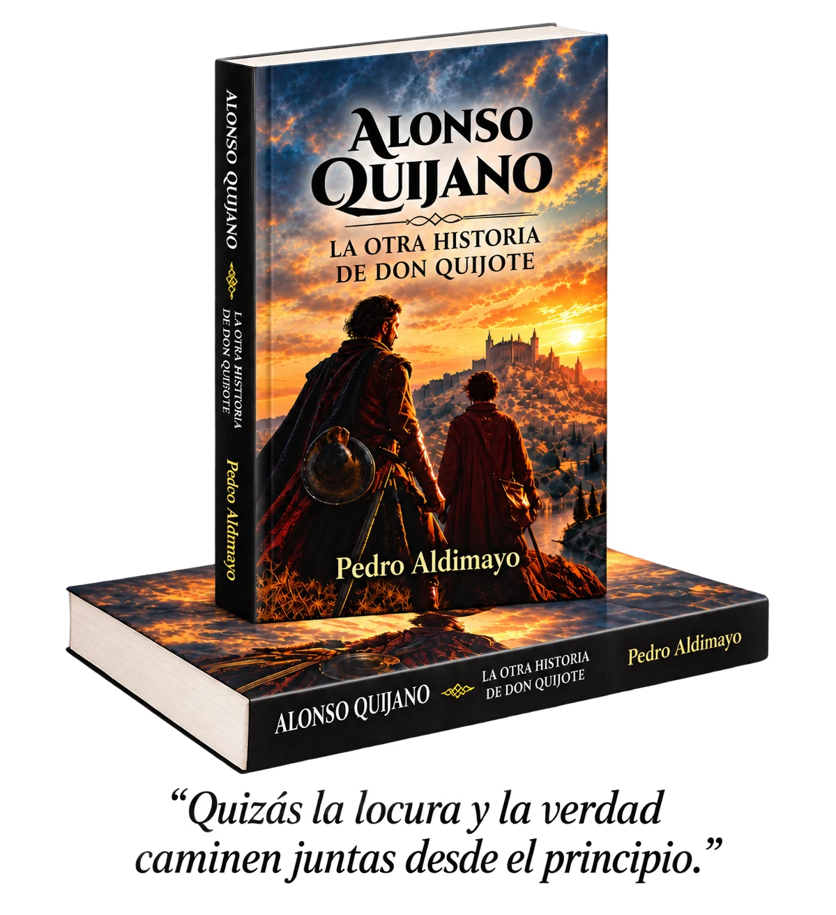 Dos ejemplares de Alonso Quijano: uno de pie y otro tumbado debajo