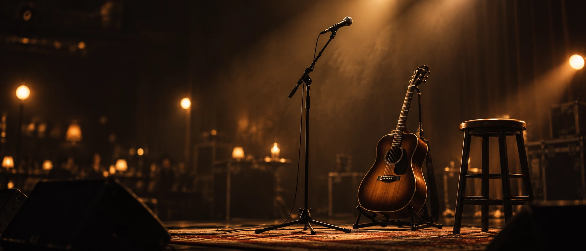 Escenario acústico preparado para un concierto
